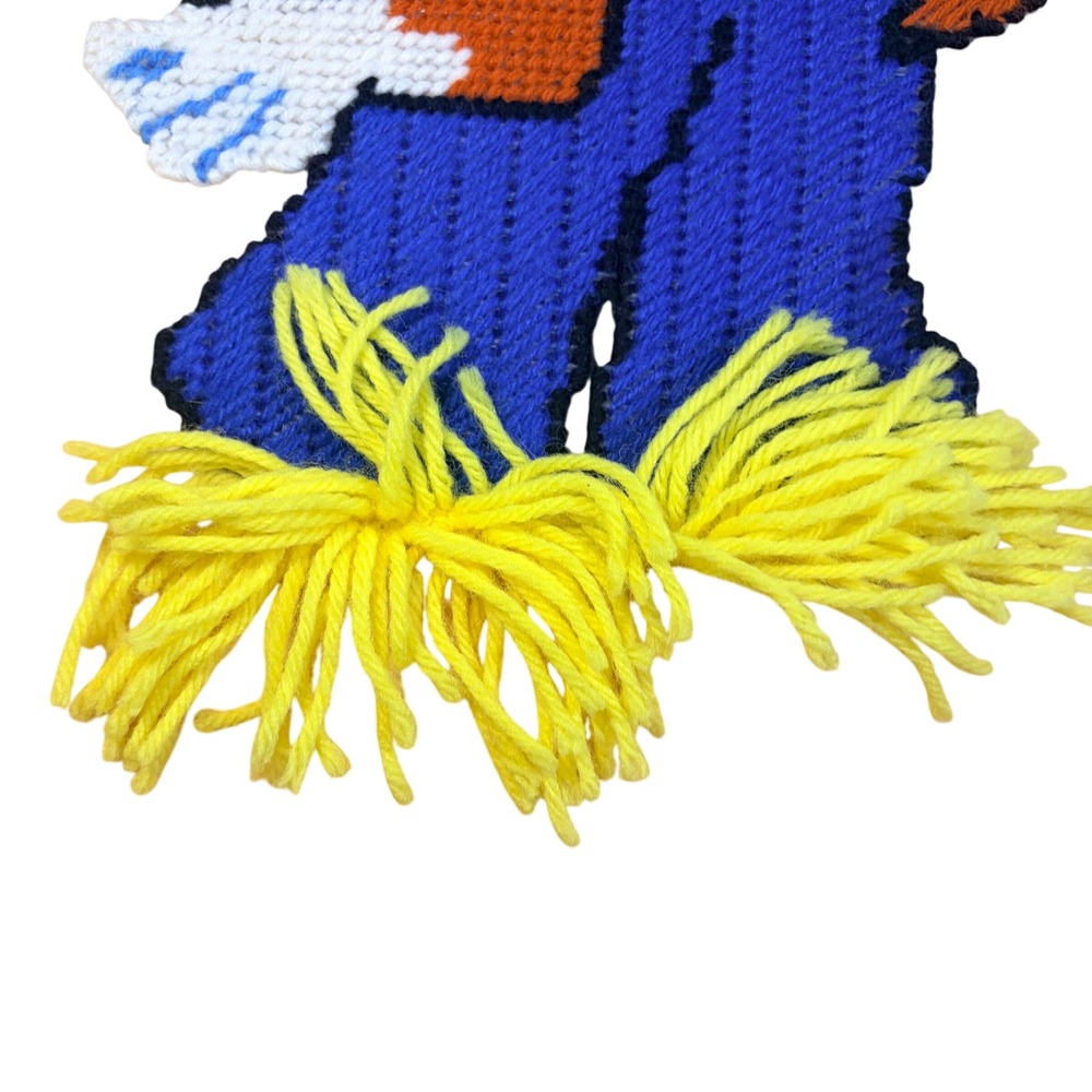 VTG Handmade Yarn Needlepoint Witch Ghost Scarecrow Tombstone Wall Hanging Decor - Picture 5 of 12